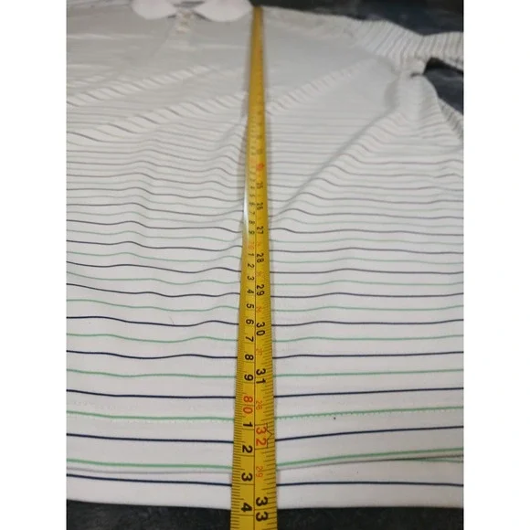 Peter Millar Summer Comfort Golf Polo Blue Striped Casual Hualalai Sz XL - Picture 6 of 8